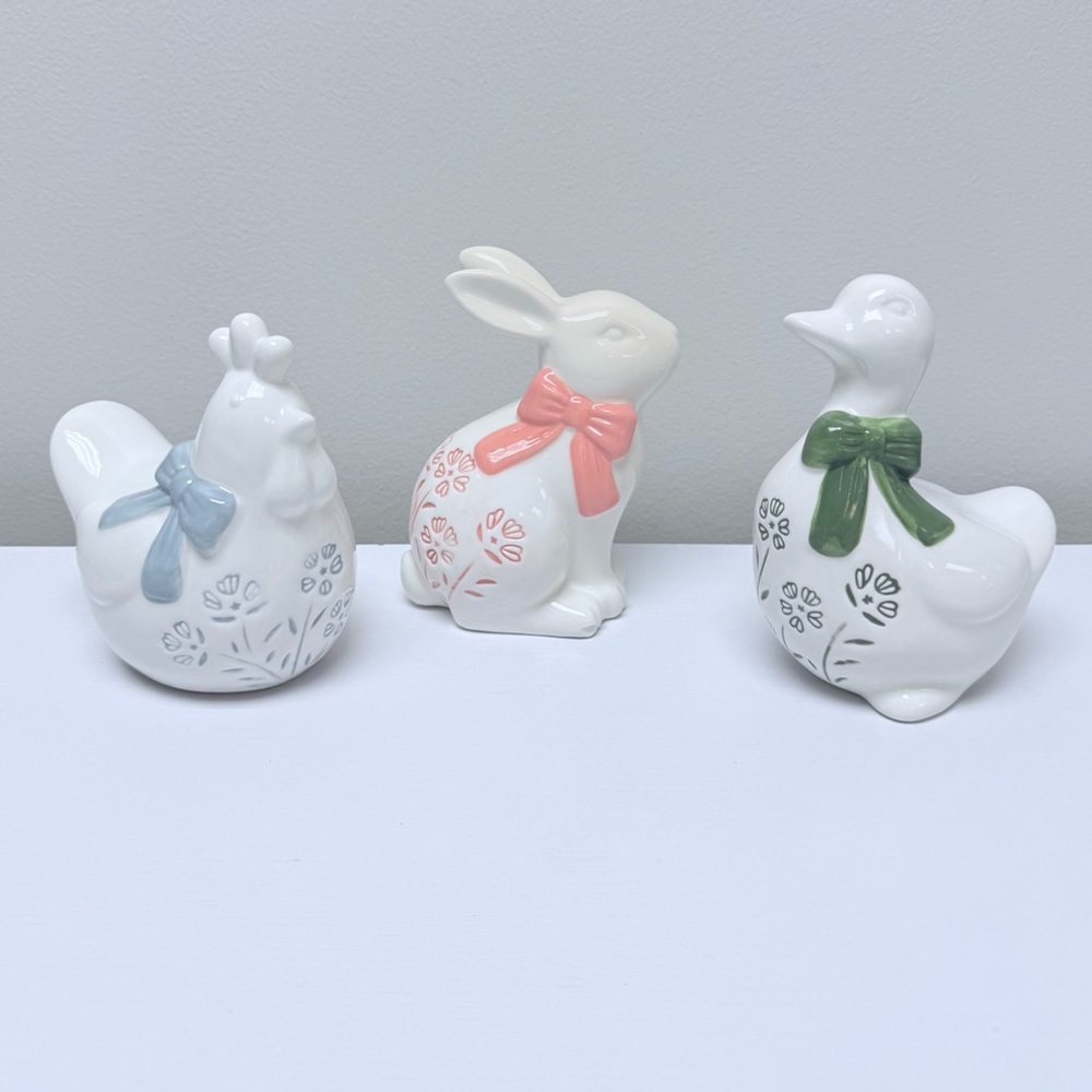 New Full Set of 3 Ceramic Floral Figurals: Duck, Hen, & Bunny from Target 2026